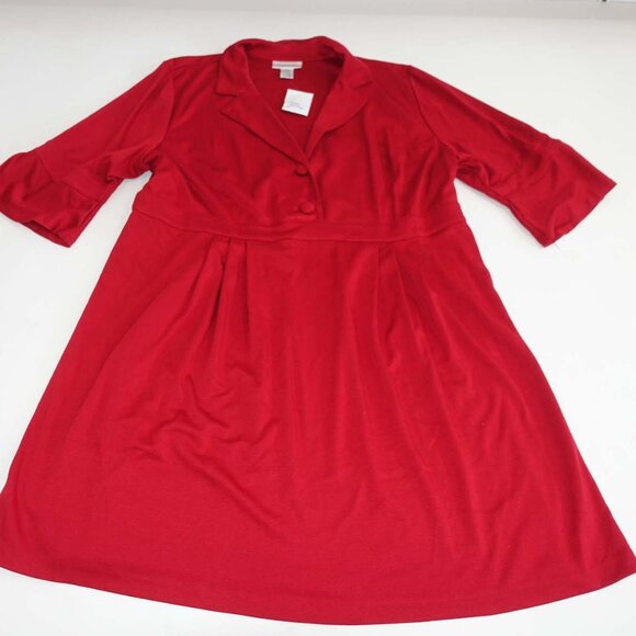 Chadwicks Women's Shift Dress Size 26W NWT 3/4 Sleeves Red Knee Length Unlined - Picture 1 of 7